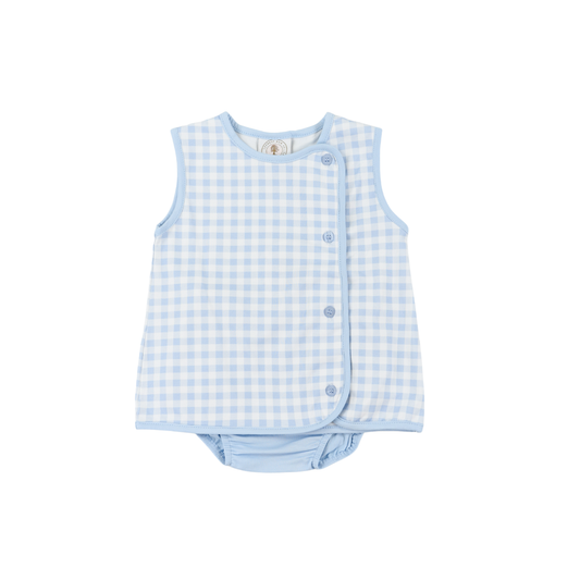 Cypress Row Classic Gingham Blue Boy Diaper Set- Newborn - Persnickety Shop