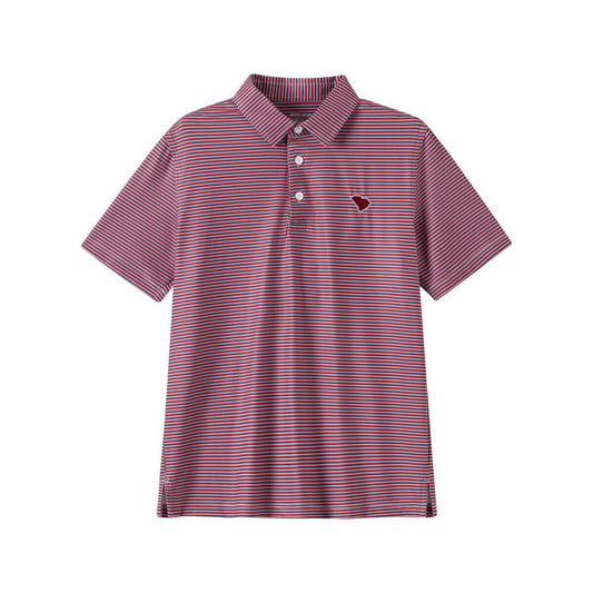 Meripex Gamecock Garnet Stripe Performance Polo Micro Garnet/Black/White SC Embroidery
