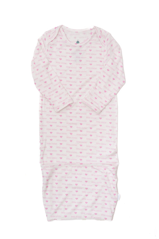 Girls Pink Little Sister Newborn Gown