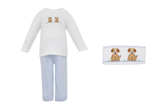 Boys Puppies Smocked Pant Set - Persnickety Shop