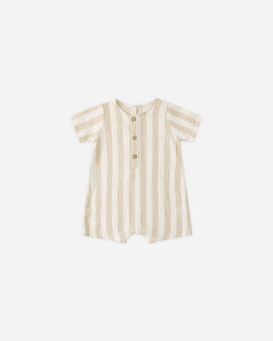 Short Sleeve Woven Romper || Summer Stripe - Persnickety Shop