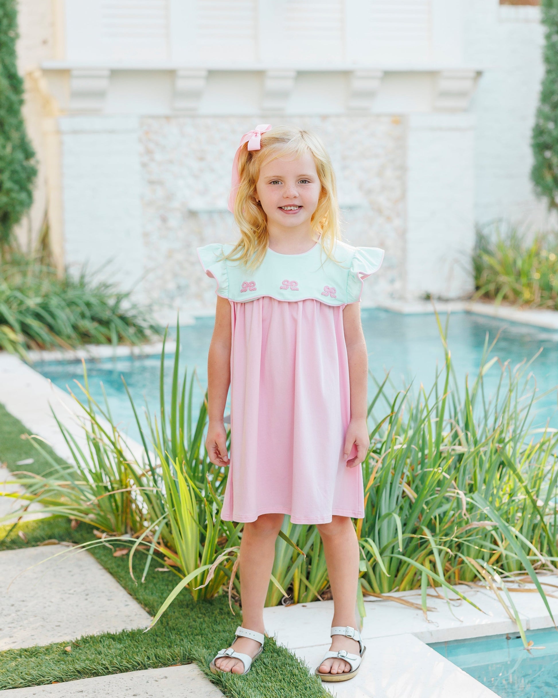 JellybeanFrench Knot Bow Scallop Dress - Persnickety Shop