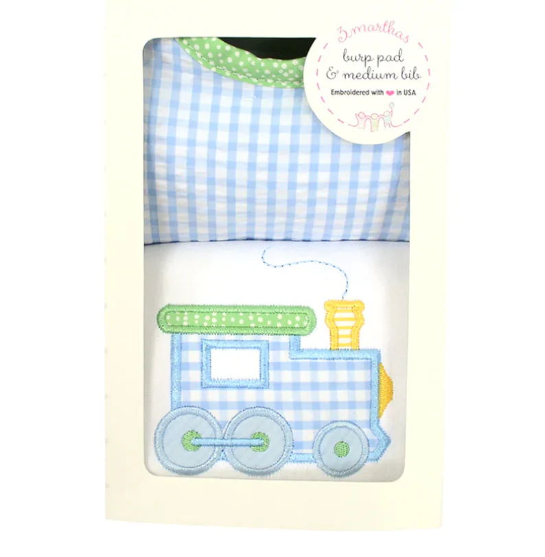 3 Marthas Bib & Burp Box Set - Train - Persnickety Shop