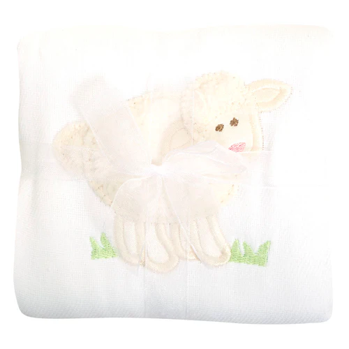 3 Marthas Lamb Appliqued Burp Cloth – White Lamb