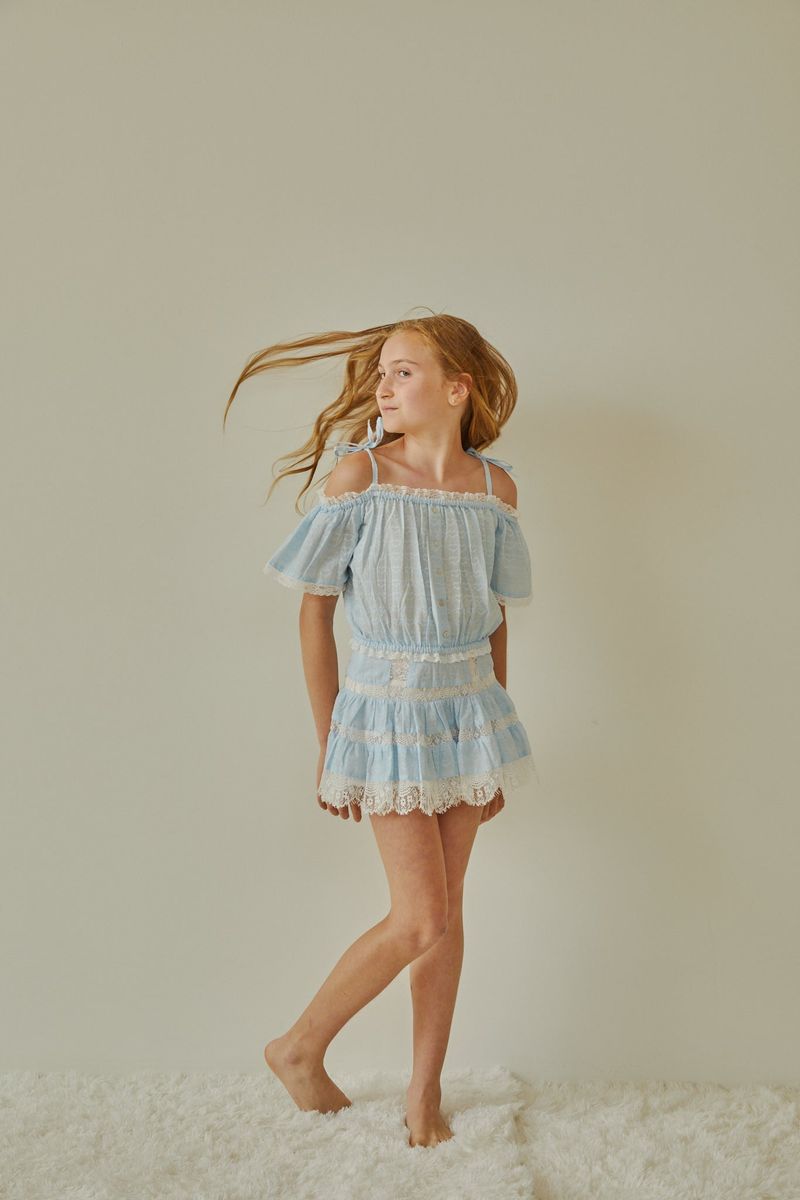 Luna Pastel Blue Heart Mini Skirt – Tween - Persnickety Shop