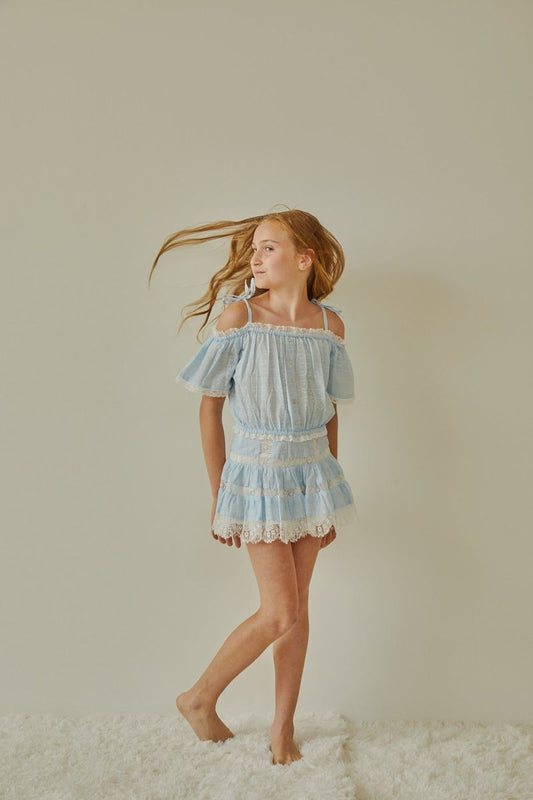 Luna Pastel Blue Heart Mini Skirt – Tween - Persnickety Shop