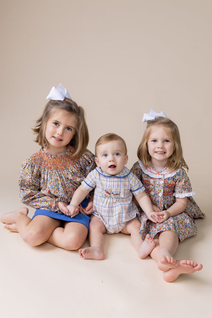 Percy and Tyne BEAU BLOOMER SET - POINTER PLAID TOP W/ BLUE WOOL
