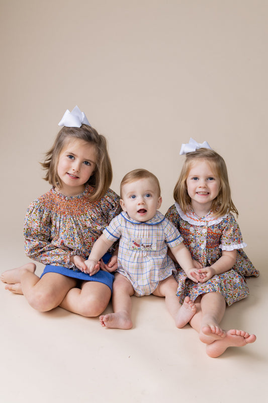 Percy and Tyne BEAU BLOOMER SET - POINTER PLAID TOP W/ BLUE WOOL