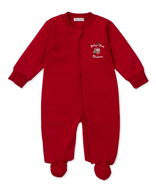 Kissy Kissy Baby's First Christmas 25 Red Zip Footie - Persnickety Shop