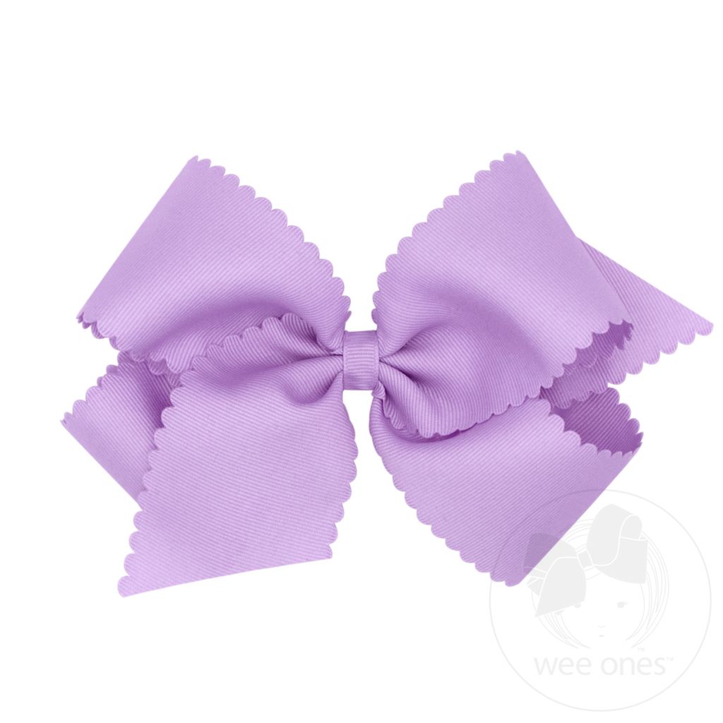 Wee Ones King Light Orchid Grosgrain Hair Bow Scalloped Edge - Persnickety Shop