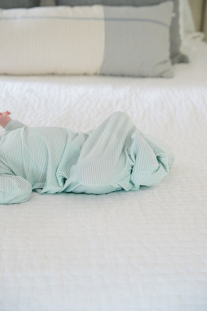 Boys Dusty Blue Mini-Stripe Newborn Gown