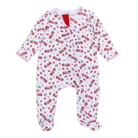 Magnolia Baby "To the Rescue" Print Zip Footie - Persnickety Shop