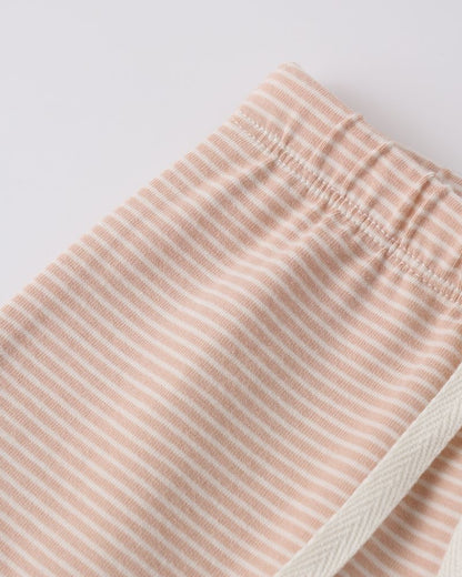 Wrap Top + Footed Pant Set || Melon Micro Stripe - Persnickety Shop