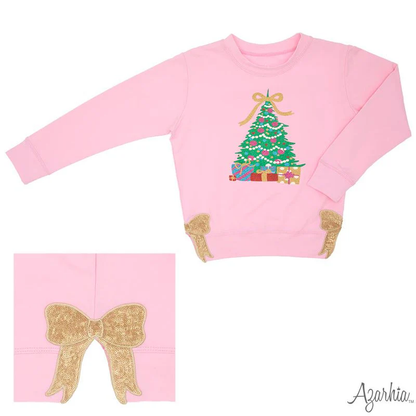 Azarhia Christmas Tree in Glitter on Pink Holly Top - Persnickety Shop