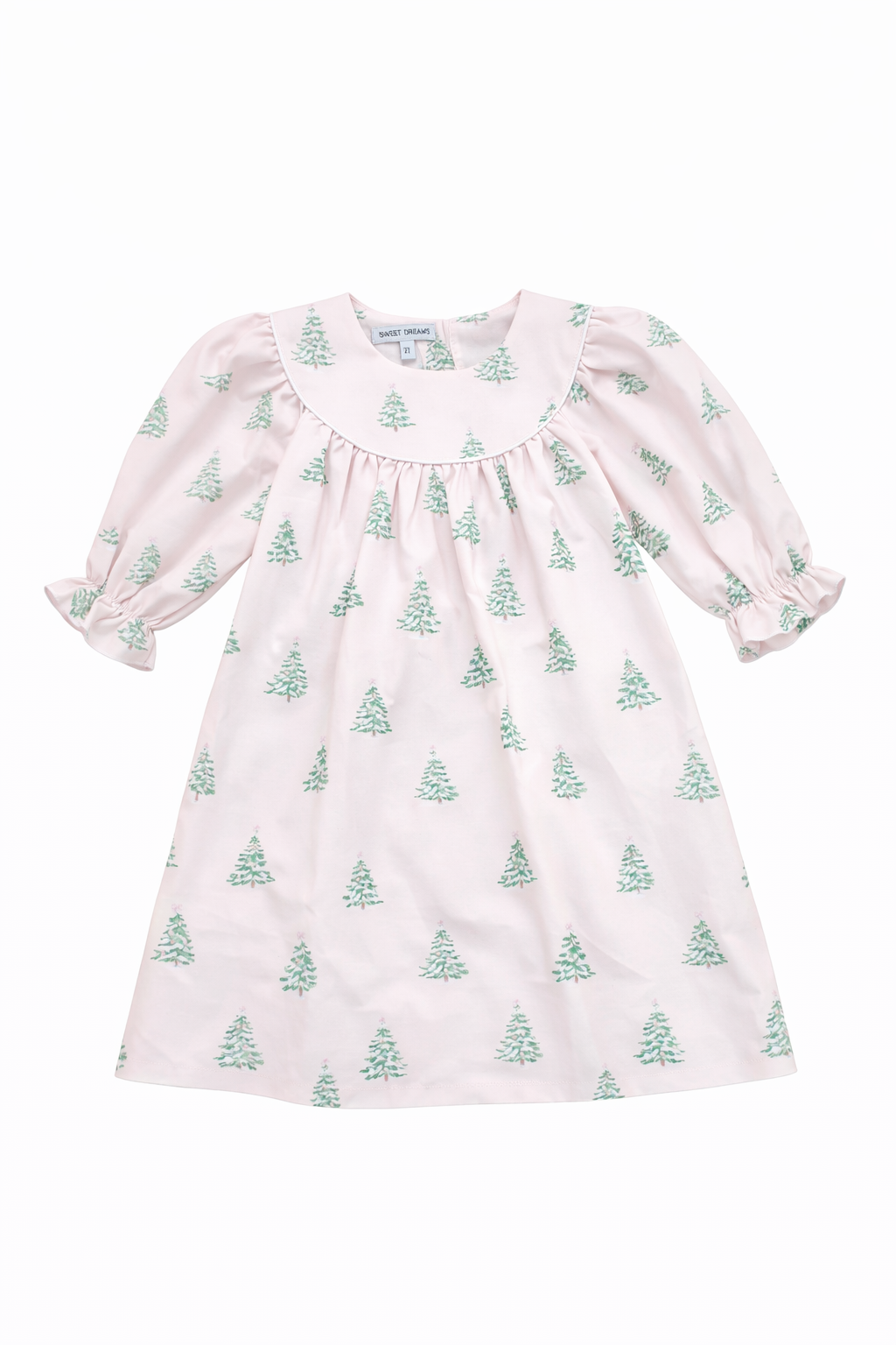 SWEET DREAMS CHRISTMAS TREE PRINT PINK DRESS