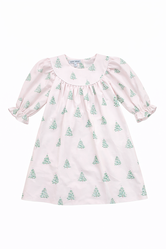 SWEET DREAMS CHRISTMAS TREE PRINT PINK DRESS