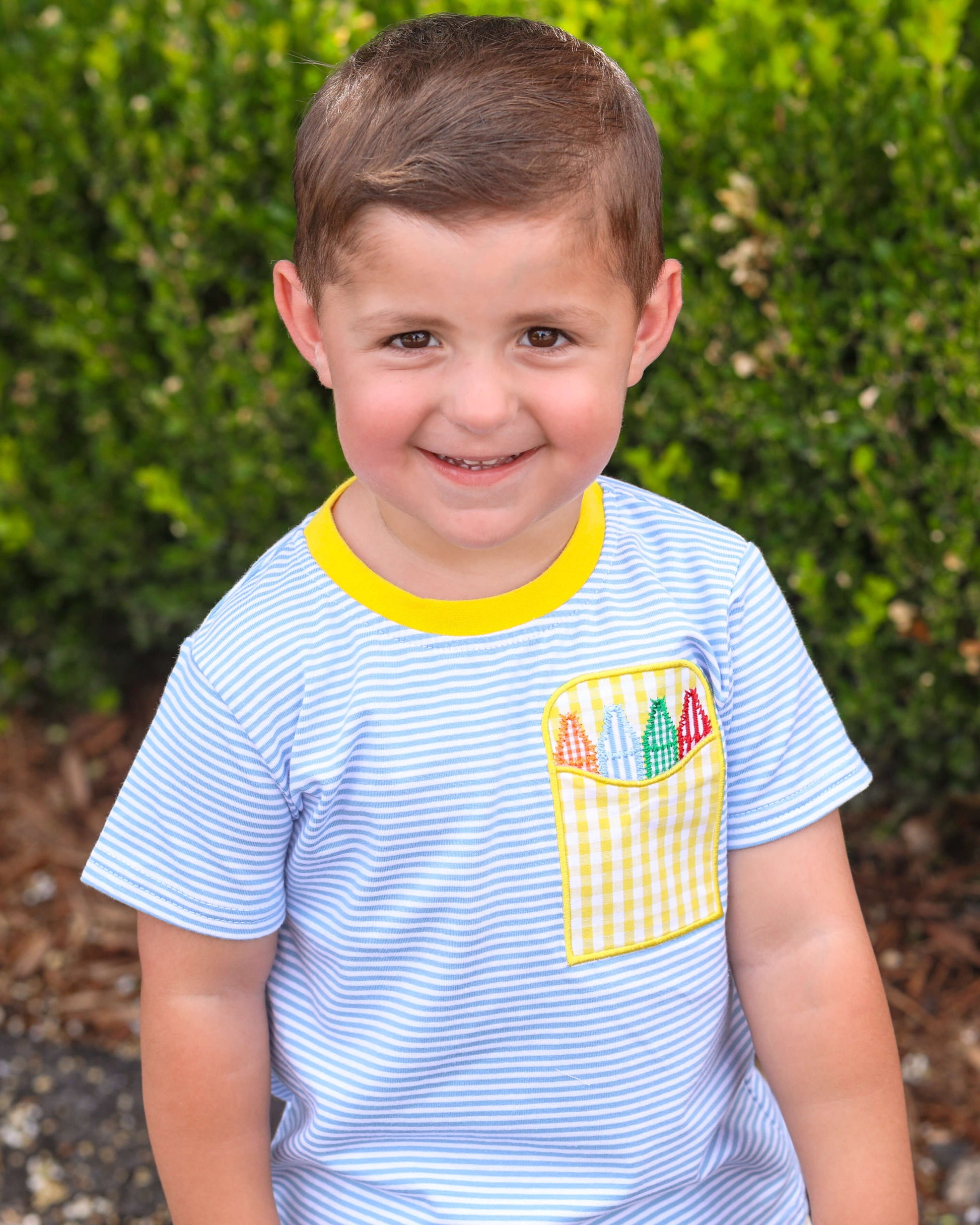 Crayon Pocket Applique Short Set  by Jellybean Smock Candy - Persnickety Shop