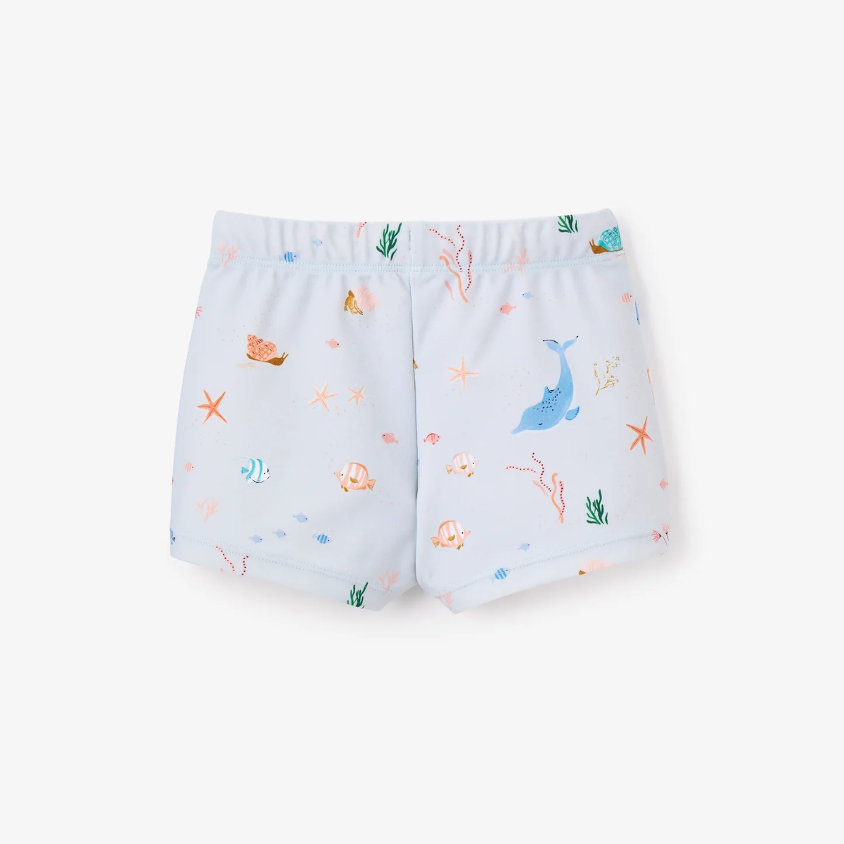 PALE BLUE OCEAN ADVENTURE BABY SWIM SHORTS