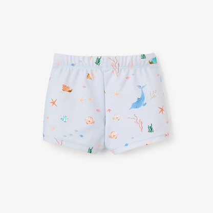 PALE BLUE OCEAN ADVENTURE BABY SWIM SHORTS