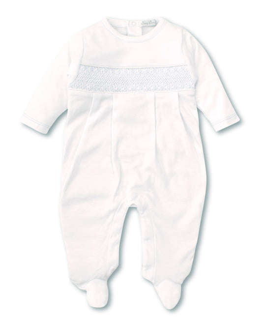 Hand Smocked CLB Charmed White/Blue Footie Kissy Kissy - Persnickety Shop