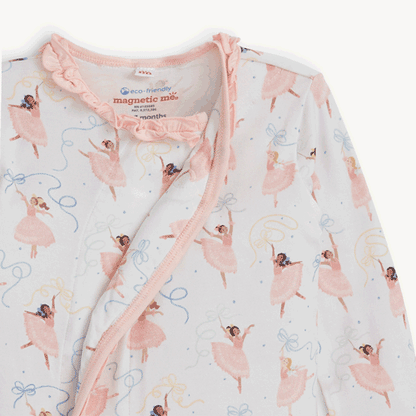 MAGNETIC ME PRETTY PLIES MODAL MAGNETIC COZY SLEEPER GOWN + HAT SET WITH RUFFLES - Persnickety Shop