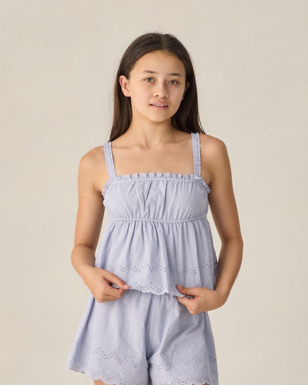 TEEN EYELET TANK BLOUSE PERIWINKLE - Persnickety Shop