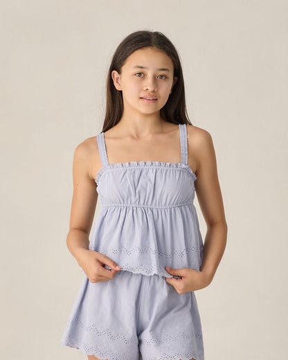 TEEN EYELET TANK BLOUSE PERIWINKLE - Persnickety Shop