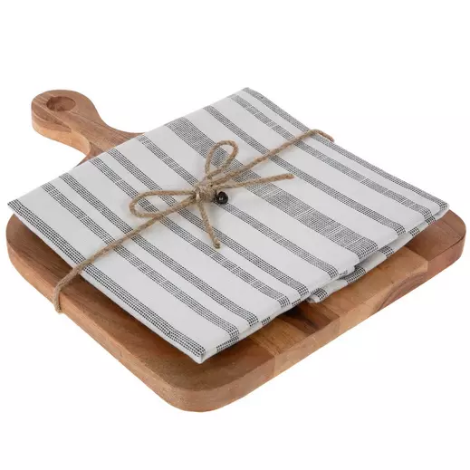 Striped Kitchen Towel & Cutting Board