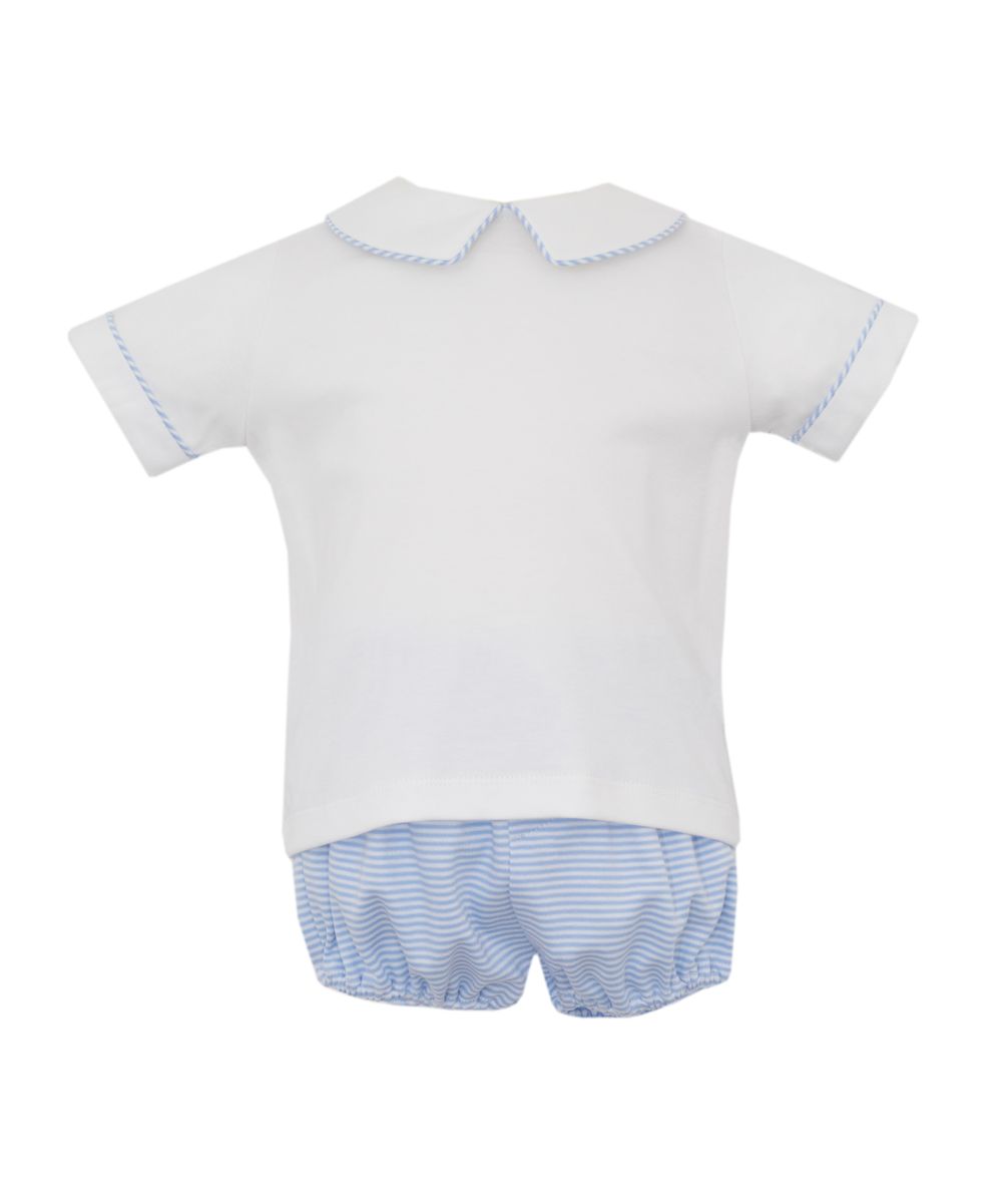 Petit Bebe Boy's Blue Knit Stripe Diaper Set - Persnickety Shop