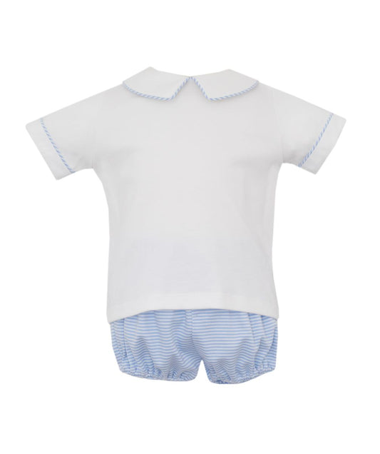 Petit Bebe Boy's Blue Knit Stripe Diaper Set - Persnickety Shop