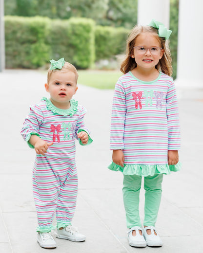 PRE-ORDER | Bows & Ballet Ruffle Pant Set Jellybean by Smock Candy - Persnickety Shop