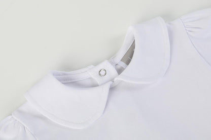 White Collared Unisex Long Sleeve Bodysuit Romper - Persnickety Shop