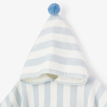 BLUE STRIPE HOODED TERRY PONCHO