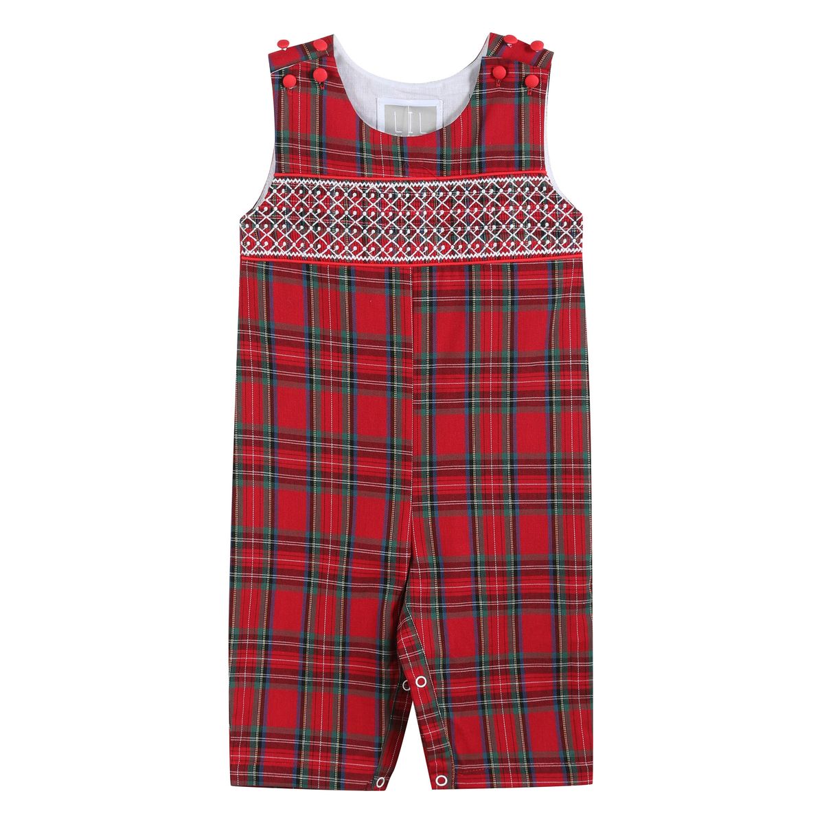 Lil Cactus *Pre-Order* Red and Green Christmas Plaid Smocked Jon Jon