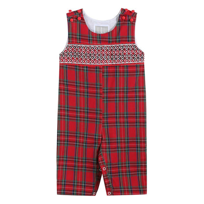 Lil Cactus *Pre-Order* Red and Green Christmas Plaid Smocked Jon Jon