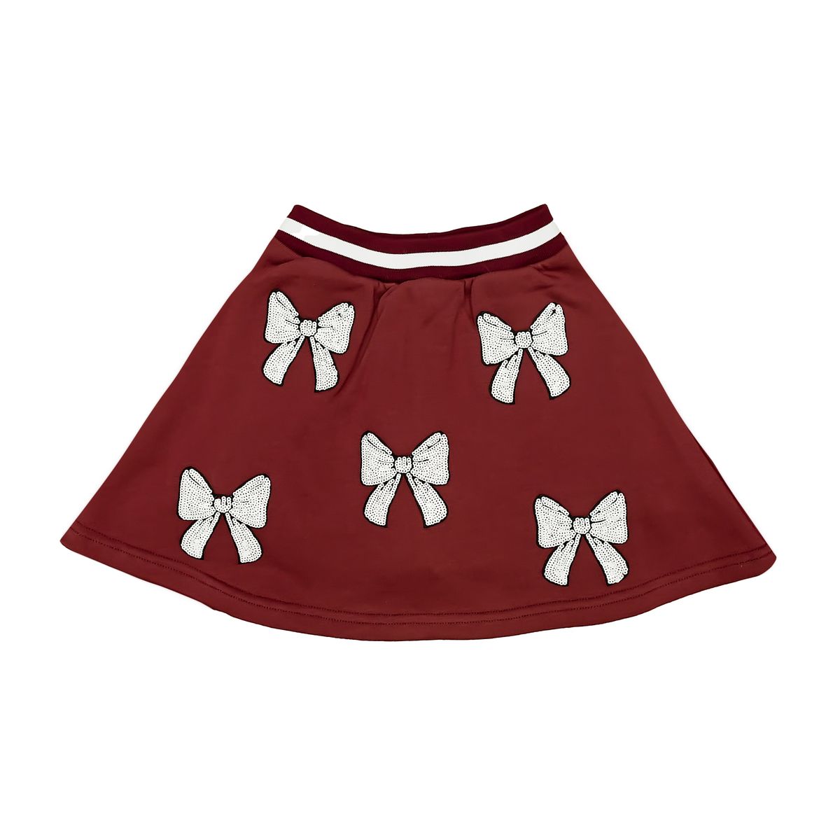 Belle Cher Crimson / Garnet and White Bows Skort - Persnickety Shop