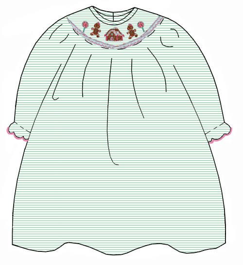 Petit Bebe Smocked Bishop Dress PRE-ORDER GINGERBREAD HOUSE Aqua knit stripe - Persnickety Shop