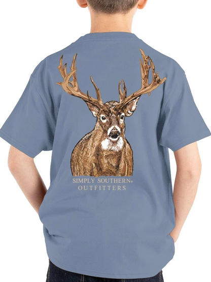 Simply Southern Youth Mineral Wash CAMO Deer T-Shirt Size Small 6/8 Overcast