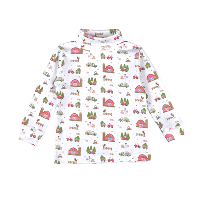 Baby Loren Christmas Barnyard Pima turtleneck