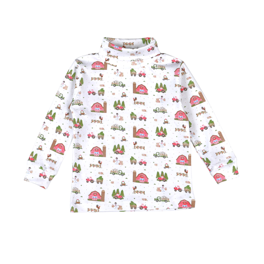 Baby Loren Christmas Barnyard Pima turtleneck