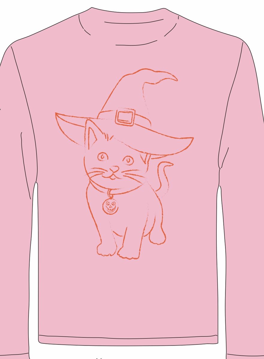 Mustard & Ketchup Kids *Pre-Order* Long-Sleeve Pink Halloween Cat T-Shirt