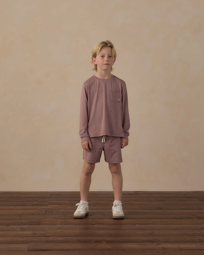 RYLEE + CRU OCEANSIDE TECH SHORT HEATHERED MULBERRY