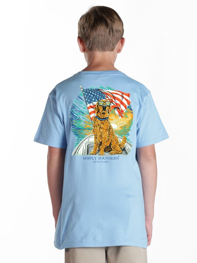 Simply Southern Boys Patriotic/Dog on Boat T-Shirt - Persnickety Shop