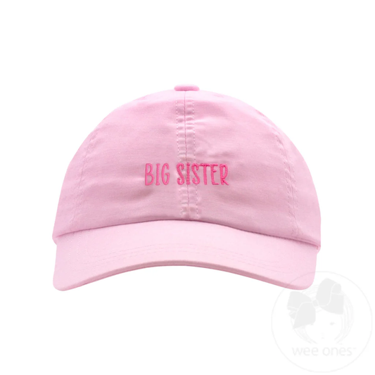 Wee Ones Girls Embroidered "Big Sister" Twill Chambray Ball Cap- Kids - Persnickety Shop