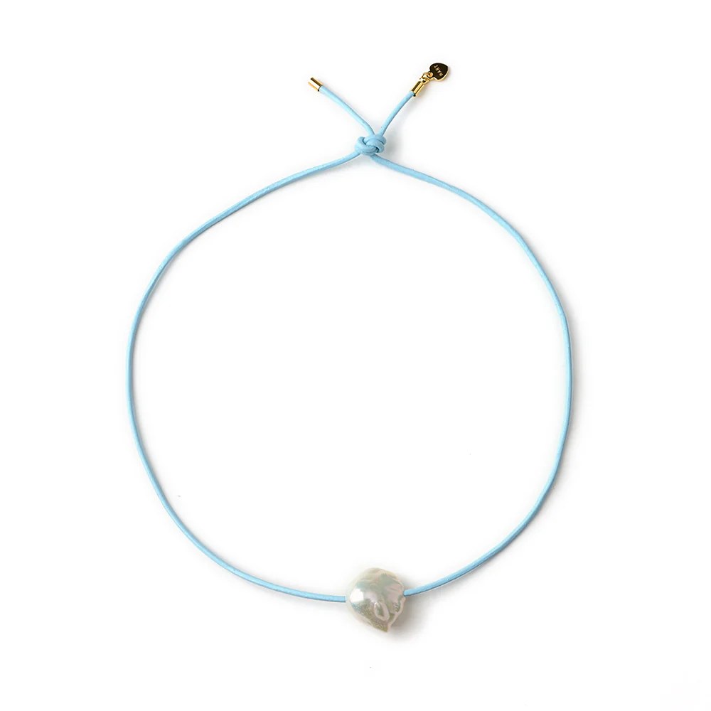 Sky Blue  Pearl Cord Necklace - Persnickety Shop