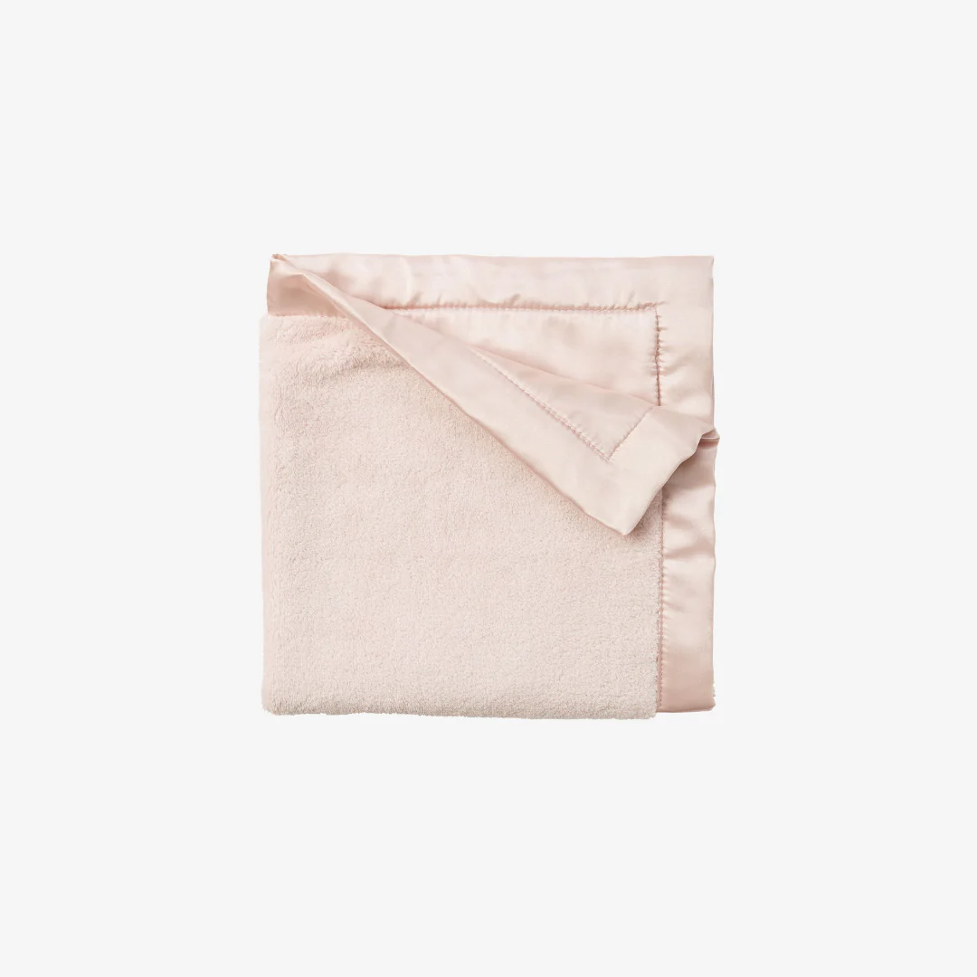 PALE PINK SATIN TRIM FLANNEL FLEECE BABY SECURITY BLANKET