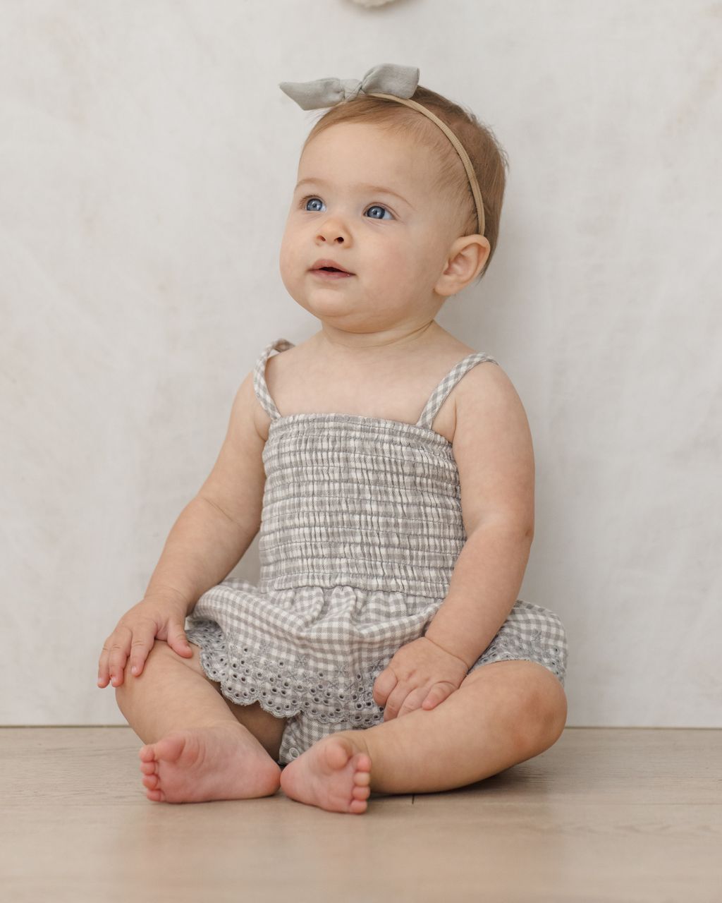 Smocked Skirted Romper || Sage Gingham - Persnickety Shop