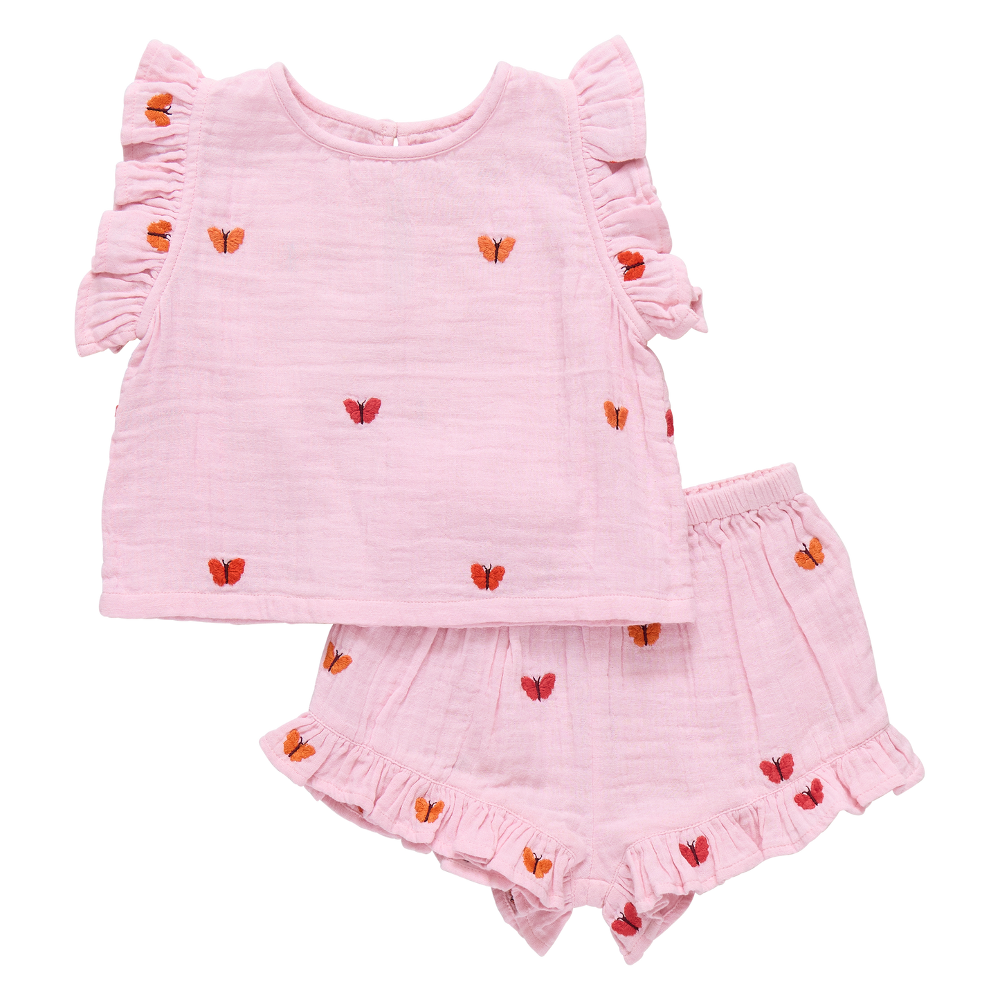 Pink Chicken - Baby Girls Girls Roey 2-PC Set - Butterfly Embroidery - Persnickety Shop