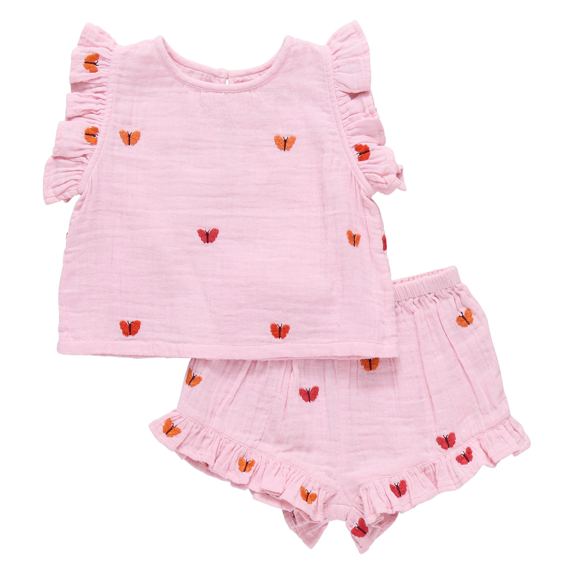 Pink Chicken - Baby Girls Girls Roey 2-PC Set - Butterfly Embroidery - Persnickety Shop