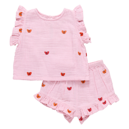 Pink Chicken - Baby Girls Girls Roey 2-PC Set - Butterfly Embroidery - Persnickety Shop